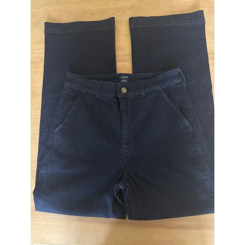 J. Crew Women’s High Rise Wide Leg Trouser Jean 27 Dark Wash - Picture 2 of 8